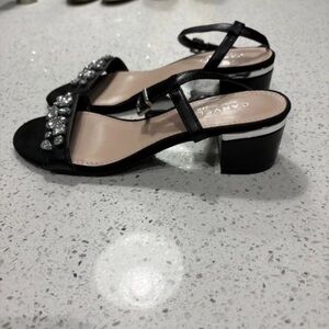 Casadei Black Sandals with Crystal Embellishments